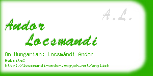 andor locsmandi business card